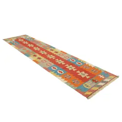 گلیم کناره دستبافت طول چهار متری طرح قشقایی کد 598044