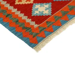گلیم دستبافت یک متری طرح قشقایی کد 598051