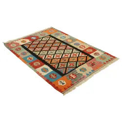 گلیم دستبافت یک و نیم متری طرح قشقایی کد 597884