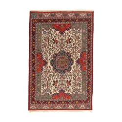 گلیم فرش دستبافت سه متری گل ابریشم طرح سیرجان کد 598331