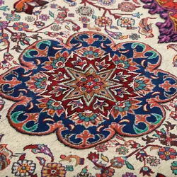 گلیم فرش دستبافت سه متری گل ابریشم طرح سیرجان کد 598331