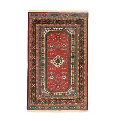 گلیم فرش دستبافت دو و نیم متری گل ابریشم طرح سیرجان کد 598332