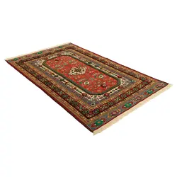 گلیم فرش دستبافت دو و نیم متری گل ابریشم طرح سیرجان کد 598332