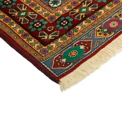 گلیم فرش دستبافت دو و نیم متری گل ابریشم طرح سیرجان کد 598332