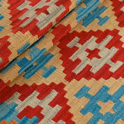 گلیم کناره دستبافت طول دو متری قشقایی کد 598549