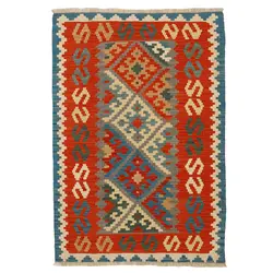 گلیم دستبافت یک و نیم متری طرح قشقایی کد 594454