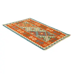 گلیم دستبافت یک و نیم متری طرح قشقایی کد 594454