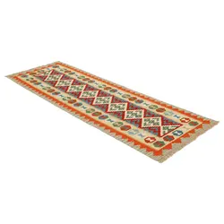 گلیم کناره دستبافت طول دو و نیم متری طرح قشقایی کد 598035