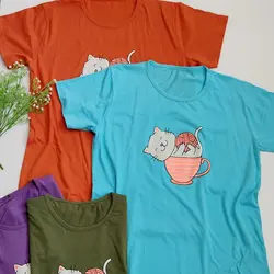 تیشرت چاپ گربه و کاموا 32100369