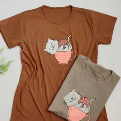 تیشرت چاپ گربه و کاموا 32100369