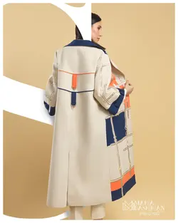 مانتو کرم نارنجی سورمه ای