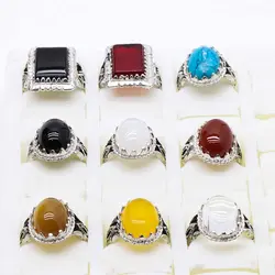 انگشتر مردانه چهار چنگ مخلوط بيضي چهارگوش مشكي ياقوت اشكي