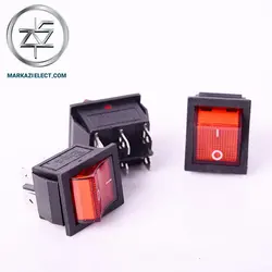 کلید راکر بزرگ چراغدار قرمز Daier 2H 6PIN