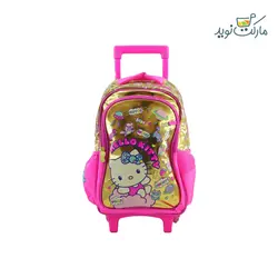 کوله پشتی 40 سانتی چرخ دار هلو کیتی آبنباتی