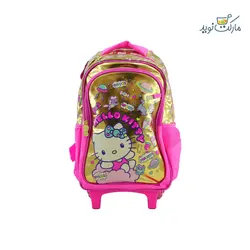 کوله پشتی 40 سانتی چرخ دار هلو کیتی آبنباتی