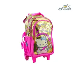 کوله پشتی 40 سانتی چرخ دار هلو کیتی آبنباتی