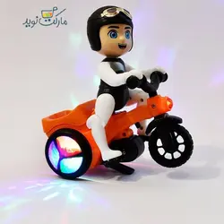 پسر موتور سوار تک چرخ زن موزيكال رنگ نارنجی