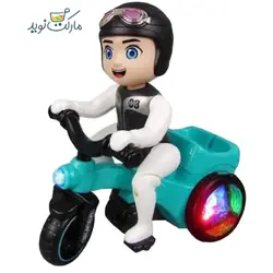 پسر موتور سوار تک چرخ زن موزيكال رنگ آبی