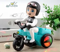 پسر موتور سوار تک چرخ زن موزيكال رنگ آبی