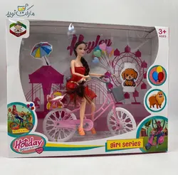 عروسک باربی با دوچرخه سایز بزرگ