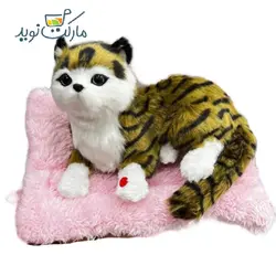 عروسک گربه نشسته چراغ دار رنگ زرد