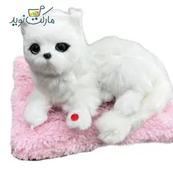 عروسک گربه نشسته چراغ دار رنگ سفید