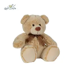 عروسک خرس پوليشی Nicotoy کرم رنگ با پاپيون