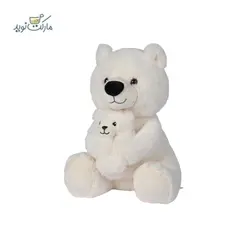 عروسک خرس قطبی پوليشی Nicotoy سفید رنگ با نی‌نی