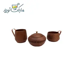 ماگ و فنجان چوبی با قندان