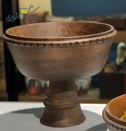 کاسه چوبی میوه و شیرینی پایه دار