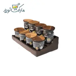 جا ادویه ای 8 پارچه چوبی با استند بلند
