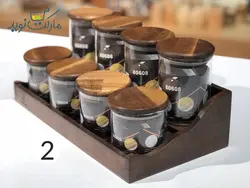 جا ادویه ای 8 پارچه چوبی با استند بلند