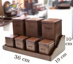 جا ادویه ای 7 پارچه چوبی با استند پله ای