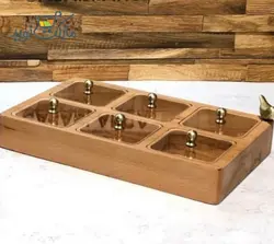 اردور خوری چوبی 6 خانه مستطیل کشیده رنگ کرمی