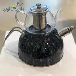 کتری و قوری استیل طرح سنگ VERDA رنگ مشکی