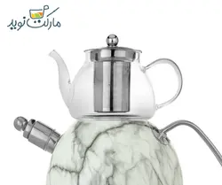 کتری و قوری استیل طرح سنگ VERDA رنگ سفید