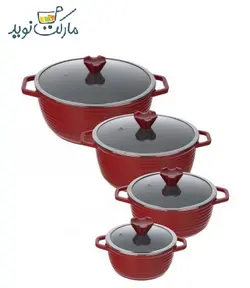 سرویس قابلمه 10 پارچه عروس مدل کلاسیک خطی قرمز