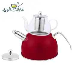 کتری و قوری استیل وردا رنگ قرمز