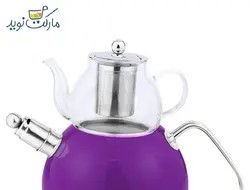 کتری و قوری استیل وردا رنگ بنفش