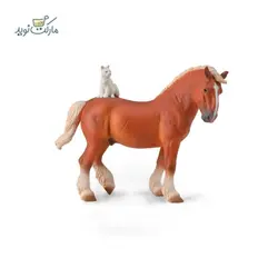 فیگور حیوان مینیاتوری Collecta مدل اسب درافت با گربه