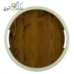 سینی پذیرایی چوبی گرد دسته سفید سایز 2