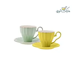 سرویس فنجان چای خوری کاراجا مدل corvus سبز زرد