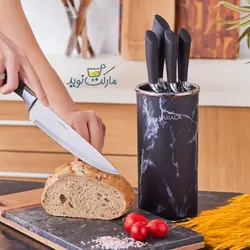 ست چاقو آشپزخانه کاراجا مدل Marble رنگ مشکی استندی