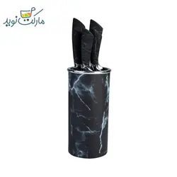 ست چاقو آشپزخانه کاراجا مدل Marble رنگ مشکی استندی