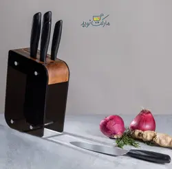 ست چاقو آشپزخانه امسان مدل Kumsal رنگ مشکی استندی