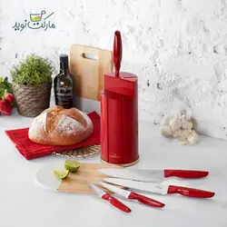 ست چاقو آشپزخانه کاراجا مدل Retro رنگ قرمز استندی