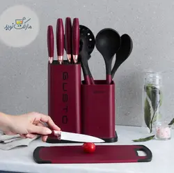 ست چاقو آشپزخانه کاراجا مدل Gusto زرشکی استندی