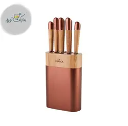 ست چاقو آشپزخانه کاراجا مدل Maple رنگ برنزی استندی