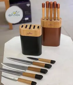 ست چاقو آشپزخانه کاراجا مدل Maple رنگ برنزی استندی