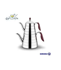 ست کتری و قوری استیل کرکماز مدل VIVA دسته قرمز